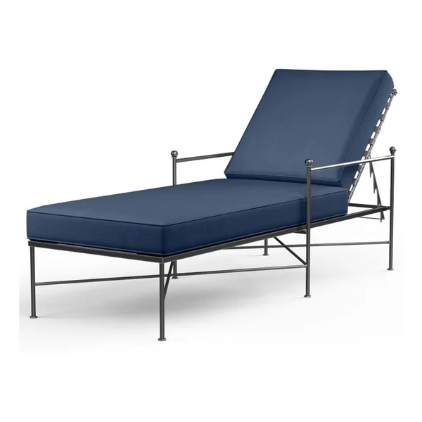 Provence Wrought Iron Chaise Lounge in Pewter/Spectrum Indigo by Sunset West