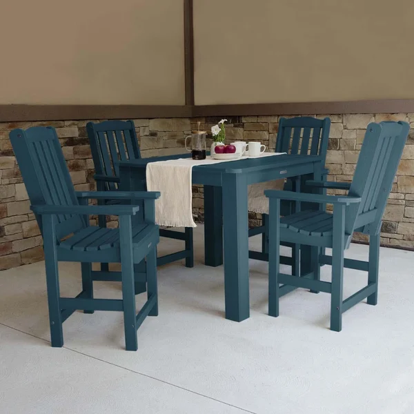 Hart Lane 5 Pc Recycled Plastic Square Counter Height Dining Set in Nantucket Blue by Lakeview Outdoor Designs