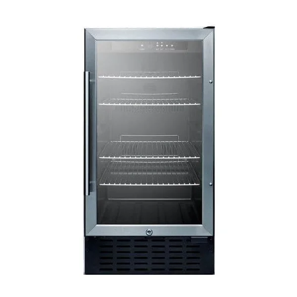 Summit 18-Inch 2.7 Cu. Ft. ADA Compliant Commercial Rated Beverage Refrigerator - Stainless Steel / Black Cabinet - SCR1841BADA