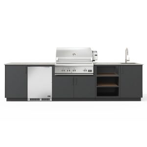 Urban Bonfire Breeze 36 Outdoor Kitchen w/ DCS Natural Gas Grill, Sink, Refrigerator, Keon Dekton Countertop & Anthracite Finish - B-Breeze-36-DCS-Keon-Anthracite
