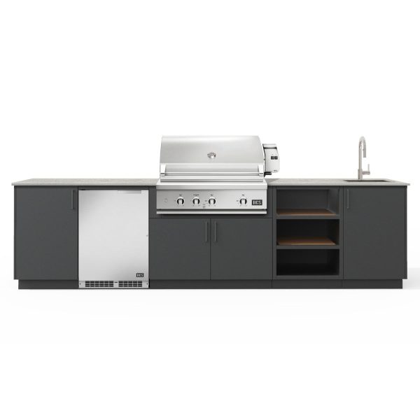 Urban Bonfire Breeze 36 Outdoor Kitchen w/ DCS Natural Gas Grill, Sink, Refrigerator, Keon Dekton Countertop & Anthracite Finish - B-Breeze-36-DCS-Keon-Anthracite