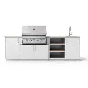 Urban Bonfire Mist 36 Outdoor Kitchen w/ Twin Eagles Propane Grill, Sink, Danae Dekton Countertop & Chantilly Finish - B-Mist-36-TwinEagles-Danae-Chantilly