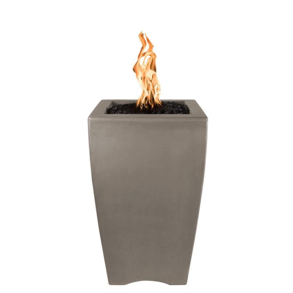 Baston 20 Inch Square GFRC Natural Gas Fire Pit w/ Access Door and Glow Plug in Ash by The Outdoor Plus