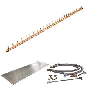 Warming Trends 62 X 12-Inch Linear Propane Fire Pit Burner Kit W/ 54-Inch Linear CROSSFIRE Brass Burner - Match Light Ignition - CFBL270LPALPL6212FK2