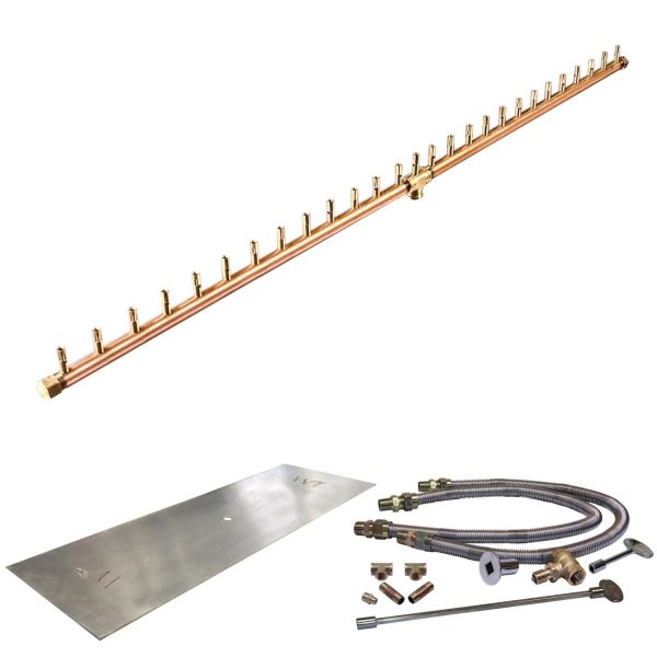 Warming Trends 62 X 12-Inch Linear Propane Fire Pit Burner Kit W/ 54-Inch Linear CROSSFIRE Brass Burner - Match Light Ignition - CFBL270LPALPL6212FK2