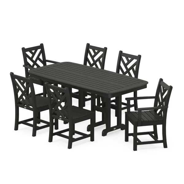 POLYWOOD Chippendale 7-Piece Dining Set - Black