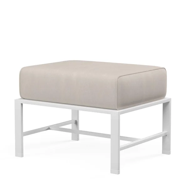 Bristol Aluminum Ottoman in Satin White/Canvas Flax by Sunset West