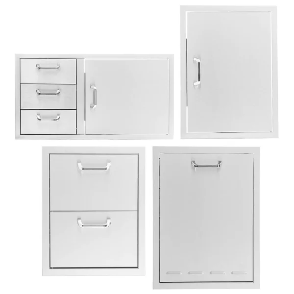 BBQGuys Signature 4-Piece 39-Inch Door & Triple Drawer Combo Outdoor Kitchen Storage Package - Traditional - BBQ-260-DDC-39-4PC