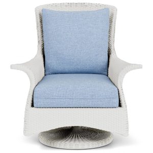 Mandalay Lloyd Loom Swivel Rocker Club Chair in Matte White/Demo Skyway by Lloyd Flanders