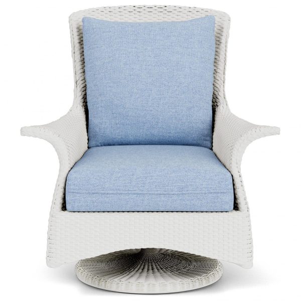 Mandalay Lloyd Loom Swivel Rocker Club Chair in Matte White/Demo Skyway by Lloyd Flanders