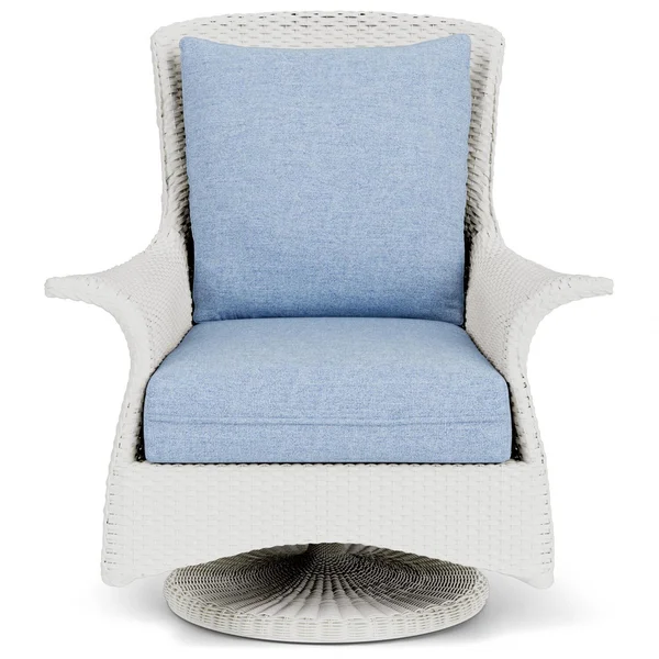 Mandalay Lloyd Loom Swivel Rocker Club Chair in Matte White/Demo Skyway by Lloyd Flanders