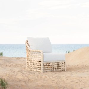 Kiawah Wicker Sectional Left Arm Club Chair in Almond/Cloud by Azzurro Living