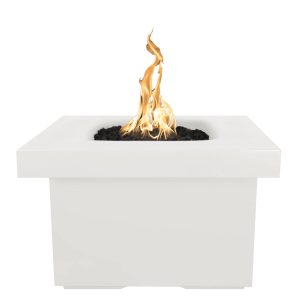 Ramona 36 Inch Square GFRC Propane Fire Pit Table w/ Glow Plug in Limestone by The Outdoor Plus