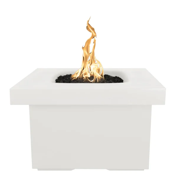 Ramona 36 Inch Square GFRC Natural Gas Fire Pit Table w/ Glow Plug in Limestone by The Outdoor Plus