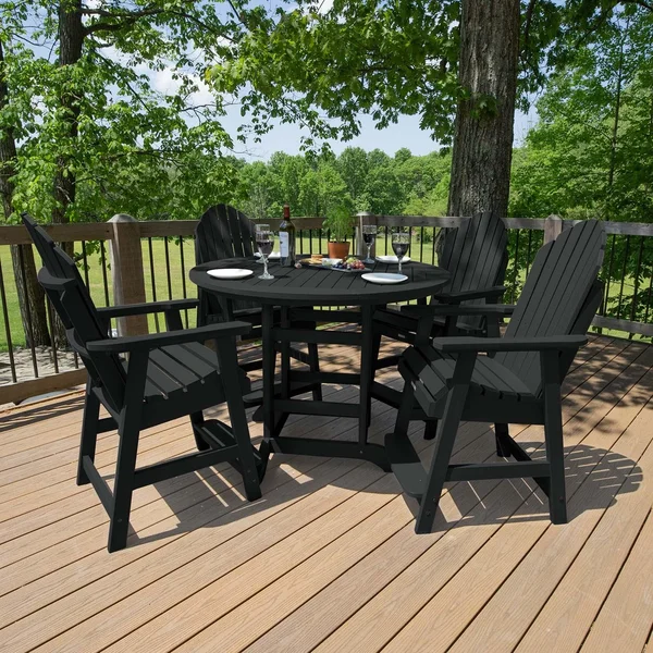 Dream Bay 5 Pc Recycled Plastic Counter Height Dining Set in Black by Lakeview