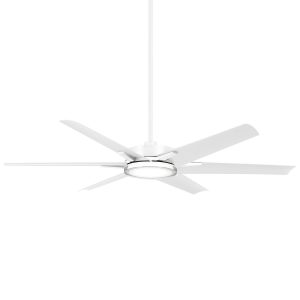 Minka-Aire Deco 65-Inch 6 Blade Outdoor LED Ceiling Fan in Flat White with Remote Control - F866L-WHF