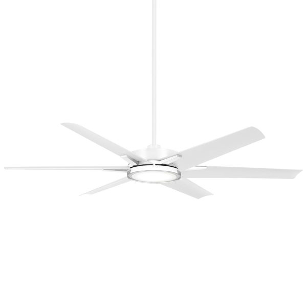 Minka-Aire Deco 65-Inch 6 Blade Outdoor LED Ceiling Fan in Flat White with Remote Control - F866L-WHF