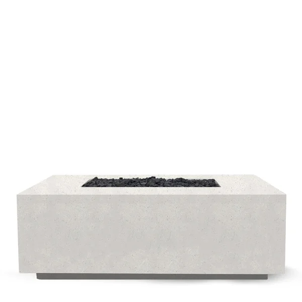 Cedarlake 58 Inch Rectangular GFRC Propane Fire Pit Table in Ultra White by Lakeview Outdoor Designs