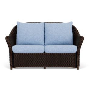 Weekend Retreat Lloyd Loom Loveseat in Mink/Demo Skyway by Lloyd Flanders