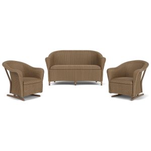 Reflections 3 Pc Lloyd Loom Seating Set w/ Rocking Chairs in Fawn by Lloyd Flanders