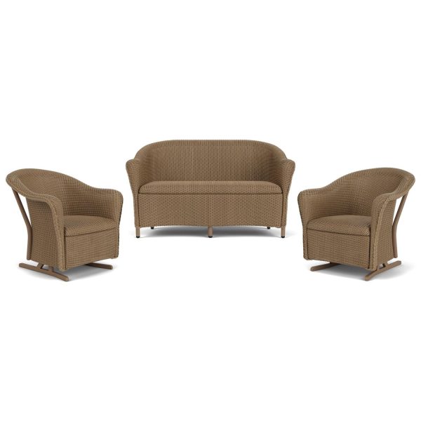Reflections 3 Pc Lloyd Loom Seating Set w/ Rocking Chairs in Fawn by Lloyd Flanders