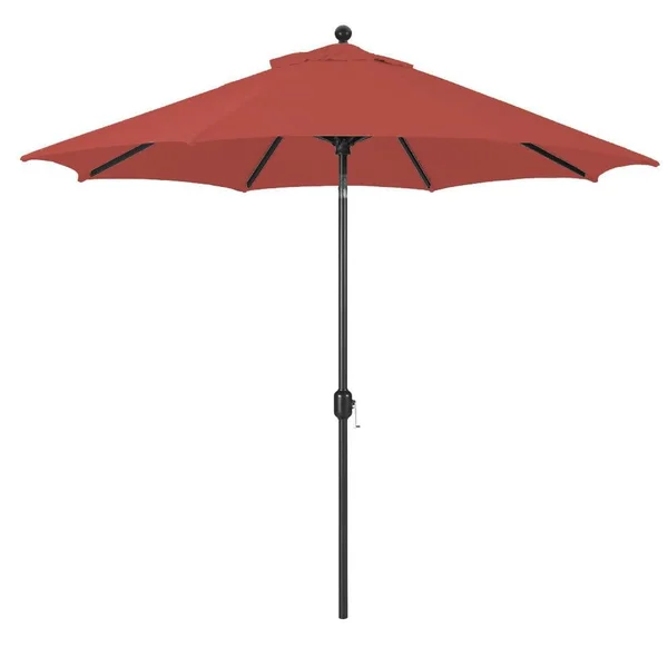 Galtech 9 Ft. Octagonal Aluminum Patio Market Umbrella W/ Crank Lift And Deluxe Auto Tilt - Black Frame W/ Sunbrella Canvas Henna Canopy