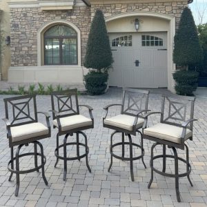 Atlantis Aluminum 4 Pc Set Swivel Bar Stool Set in Walnut/Beige by Darlee