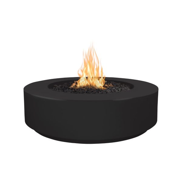 Florence 42 Inch Round GFRC Natural Gas Fire Pit in Black by The Outdoor Plus
