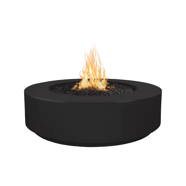 Florence 42 Inch Round GFRC Natural Gas Fire Pit in Black by The Outdoor Plus