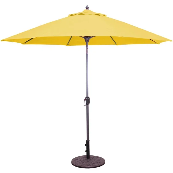 Galtech 9 Ft. Octagonal Aluminum Patio Market Umbrella W/ Crank Lift And Auto Tilt - Charcoal Frame W/ Sunbrella Canvas Sunflower Yellow Canopy
