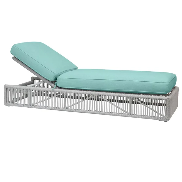 Miami Olefin Rope Adjustable Patio Chaise Lounge in Dupione Celeste w/ Self Welt By Sunset West