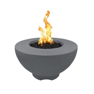 Sienna 37 Inch Round GFRC Propane Fire Pit w/ Glow Plug in Gray by The Outdoor Plus