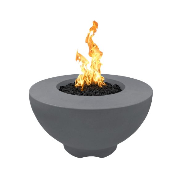 Sienna 37 Inch Round GFRC Propane Fire Pit w/ Glow Plug in Gray by The Outdoor Plus
