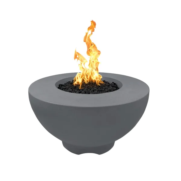 Sienna 37 Inch Round GFRC Natural Gas Fire Pit w/ Glow Plug in Gray by The Outdoor Plus