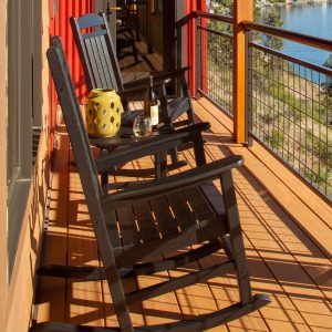 Presidential 3 Pc Recycled Plastic Seating Set w/ South Beach End Table in Black by POLYWOOD