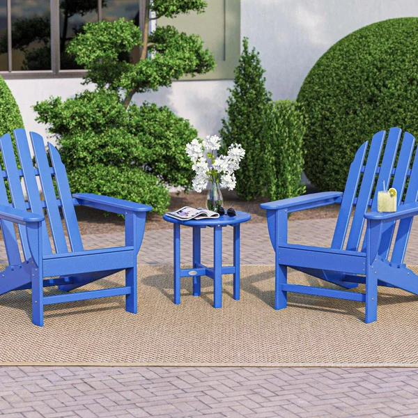 Classic Adirondack 3 Pc Recycled Plastic Seating Set in Pacific Blue by POLYWOOD