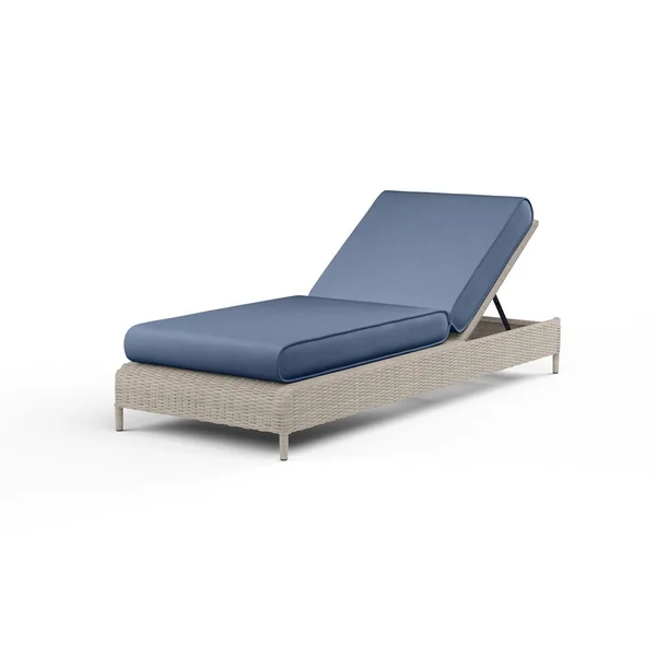 Manhattan Wicker Patio Adjustable Chaise Lounge in Spectrum Indigo w/ Self Welt By Sunset West