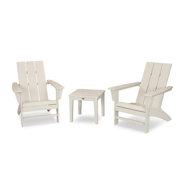 Modern Adirondack 3 Pc Recycled Plastic Seating Set in Sand by POLYWOOD