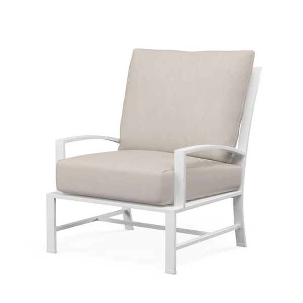 Bristol Aluminum Club Chair in Satin White/Canvas Flax by Sunset West