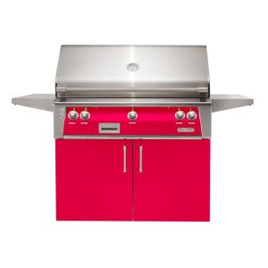 Alfresco ALXE 42-Inch Freestanding Natural Gas Grill With Rotisserie in Raspberry Red - ALXE-42C-NG-S3027