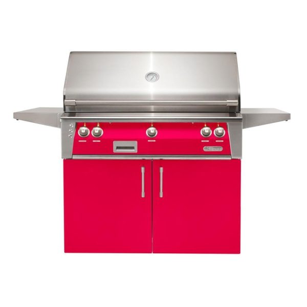 Alfresco ALXE 42-Inch Freestanding Natural Gas Grill With Rotisserie in Raspberry Red - ALXE-42C-NG-S3027