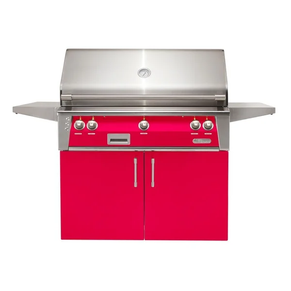 Alfresco ALXE 42-Inch Freestanding Natural Gas Grill With Sear Zone And Rotisserie in Raspberry Red - ALXE-42SZC-NG-S3027