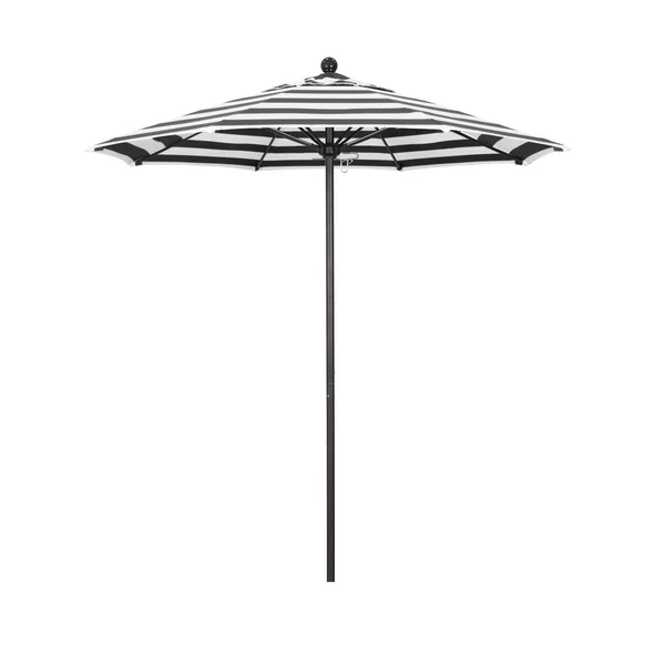 California Umbrella Venture Series 7.5 Ft Octagonal Aluminum Patio Umbrella W/ Push Lift & Fiberglass Ribs - Bronze Frame / Sunbrella Cabana Classic Canopy