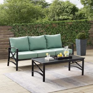 Windswept 2 Pc Steel Sofa Seating Set in Oil Rubbed Bronze/Mist by Ultimate Patio