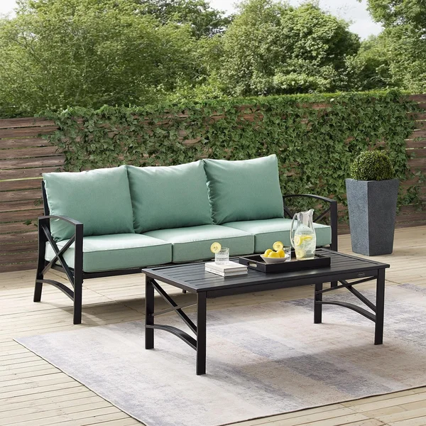 Windswept 2 Pc Steel Sofa Seating Set in Oil Rubbed Bronze/Mist by Ultimate Patio