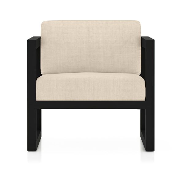 Misty Cove Aluminum Club Chair in Black/Canvas Flax by Lakeview Outdoor Designs