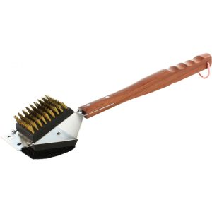 Outset Rosewood 3-in-1 Grill Brush With Replaceable Bristles & Pad