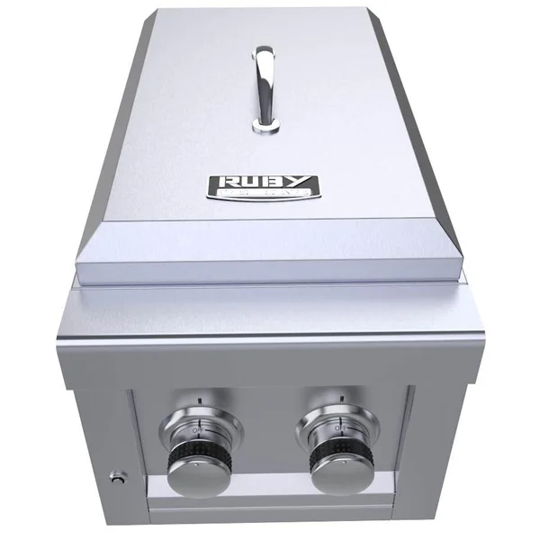 Sunstone Ruby Series 13 Inch Natural Gas Slide in Versa Double Burner Removable Cover W/LED Accent Light - SUN13VDB-NG