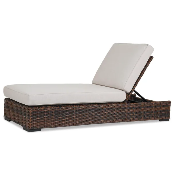 Montecito Wicker Chaise Lounge in Cognac/Canvas Flax by Sunset West