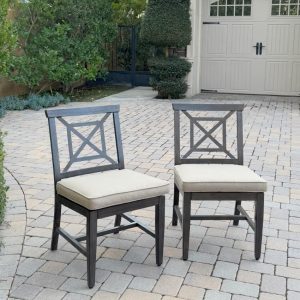 Atlantis Aluminum 2 Pc Set Armless Dining Chair Set in Walnut/Beige by Darlee